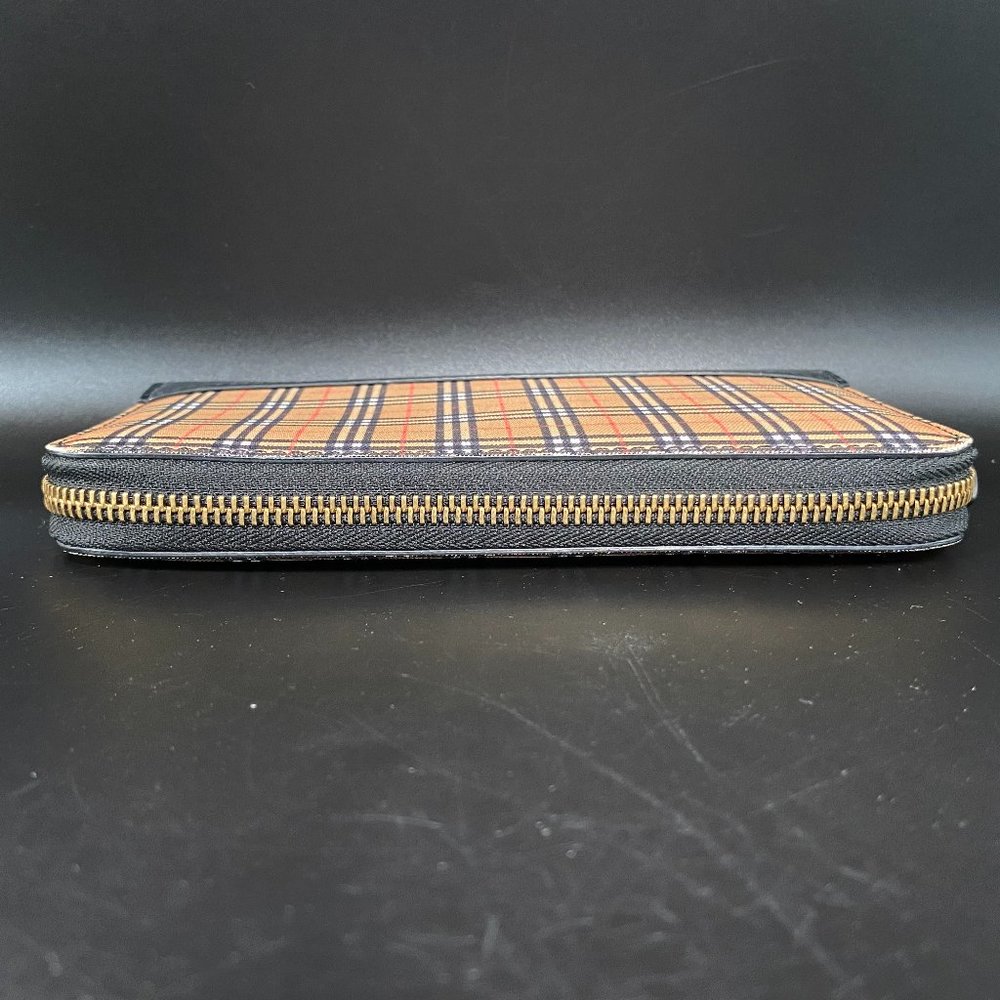 Burberry Zip Around Mini Vintage Check Wallet Antique Yellow Leather - Picture 4 of 12